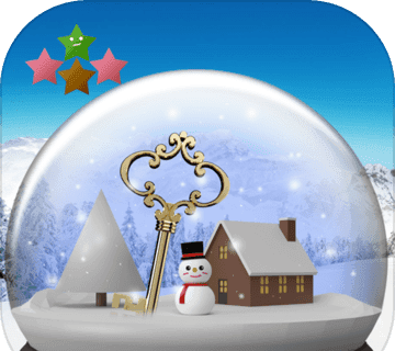 逃脱游戏：雪球体和雪景logo图