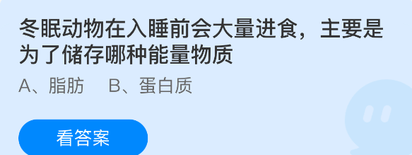 冬眠动物在入睡前会大量进食，主要是为了储存哪种能量物质
