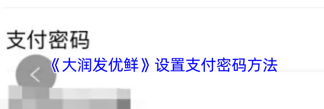 《大润发优鲜》设置支付密码方法