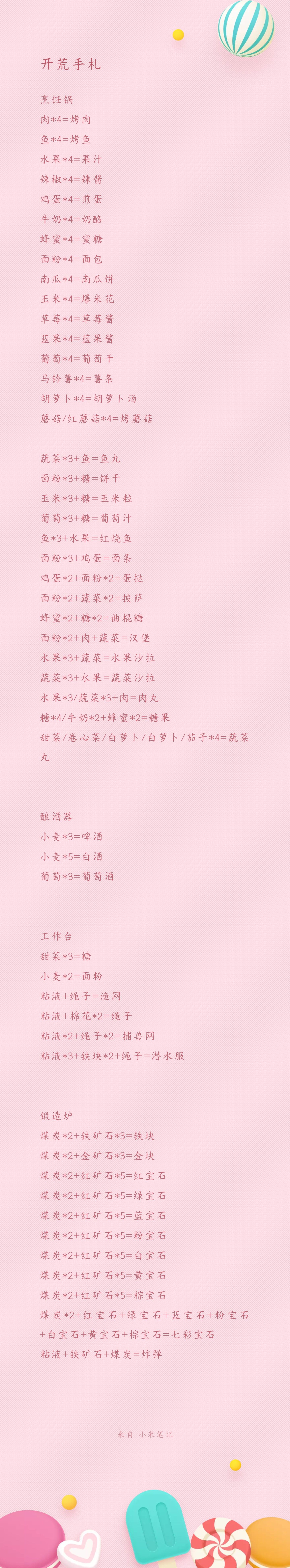 《海岛时光-种田挖矿》各工具制作物品配方汇总