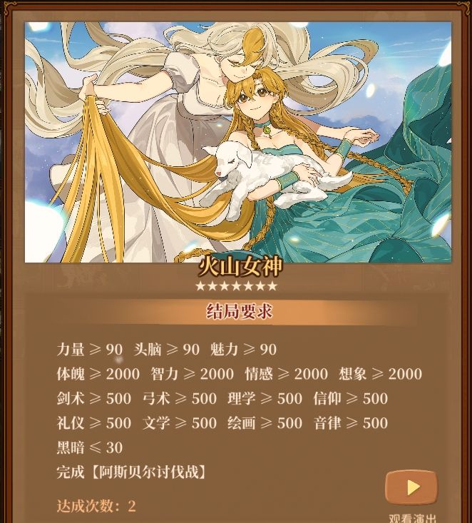 《火山的女儿：再度重逢》各职业需求一览