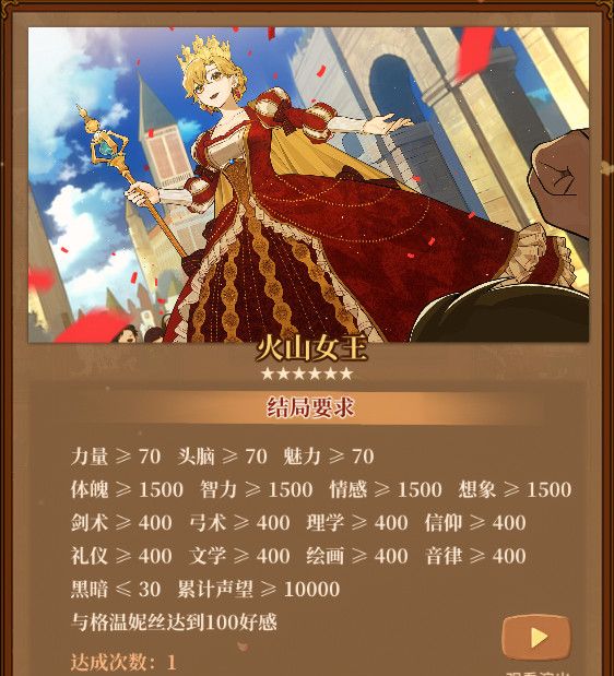 《火山的女儿：再度重逢》各职业需求一览