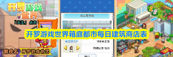 开罗游戏世界箱庭都市每日建筑商店表