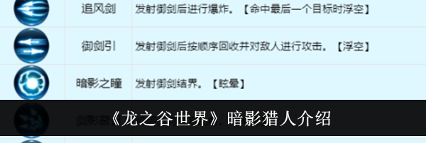 《龙之谷世界》暗影猎人介绍