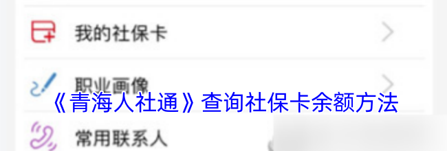 《青海人社通》查询社保卡余额方法