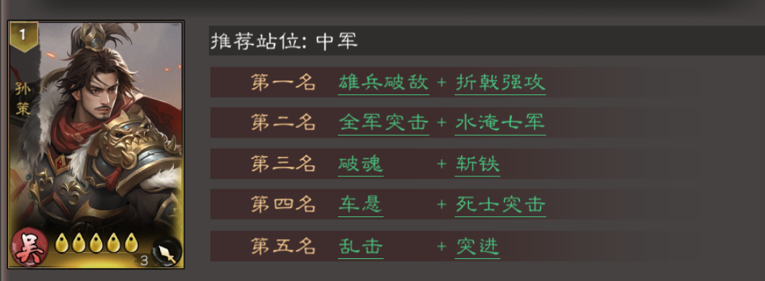《三国乱世霸王》孙策技能配队解析