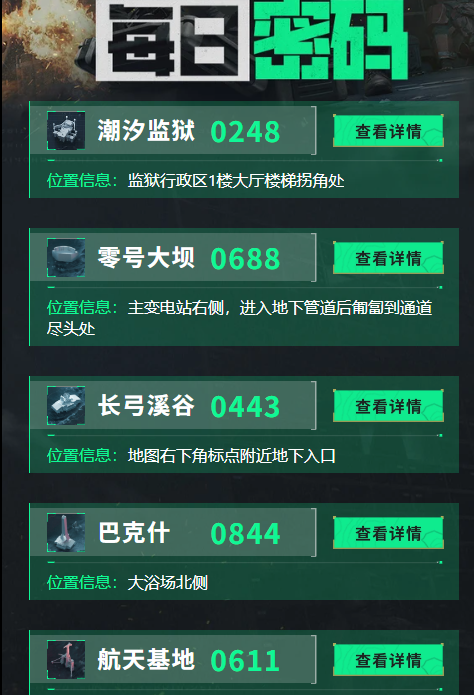 三角洲行动11月20日每日密码及密码房位置汇总