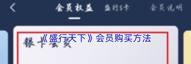 《盛行天下》会员购买方法