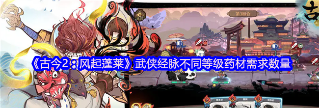 《古今2：风起蓬莱》武侠经脉不同等级药材需求数量