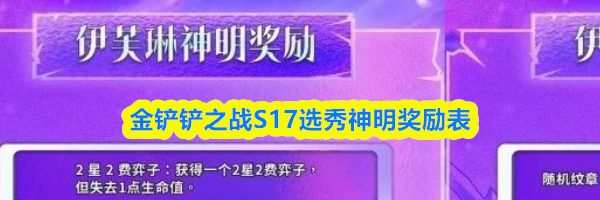 金铲铲之战S17选秀神明奖励表