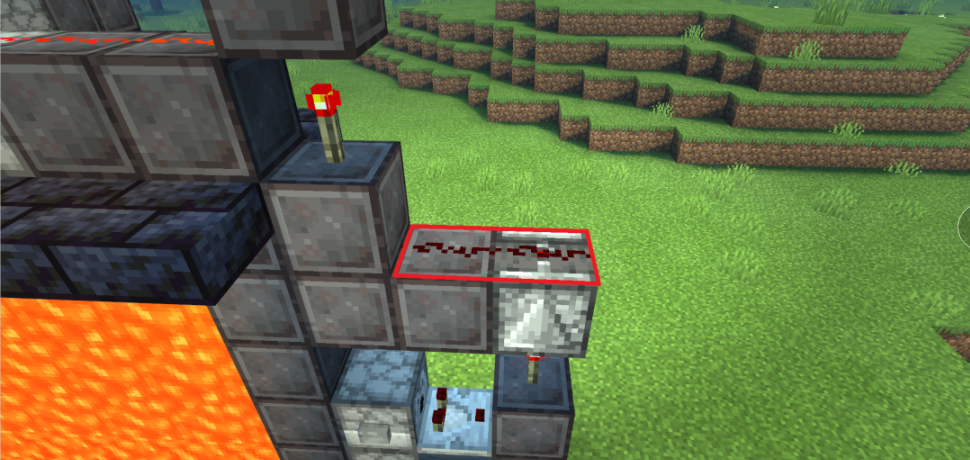 《我的世界：移动版》全自动按钮岩浆门搭建方法