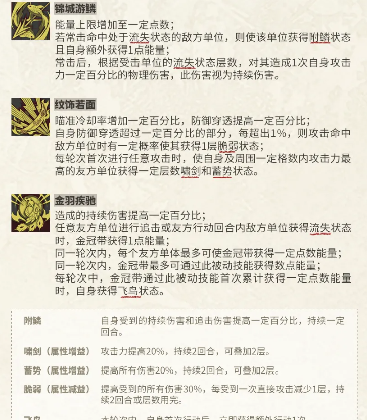 《物华弥新》金冠带技能属性解析