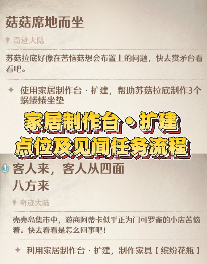 《无限暖暖》家居制作台•扩建点位及其见闻任务